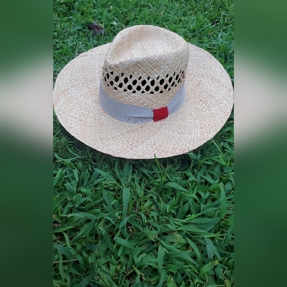 CREATIVA Fashion Accessories Hat Made in Italy Tan Color Cream strip 100%Raffia - Picture 1 of 10